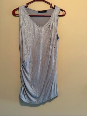 City Studio Light Silver Metallic V-Neck Tank Top